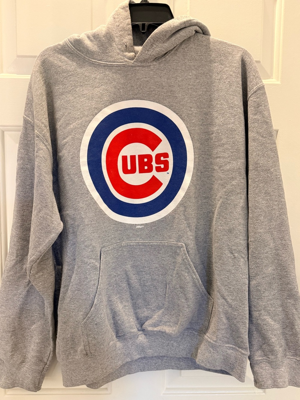 Stitches Gray Crewneck Hoodie with Red and Blue Team Logo